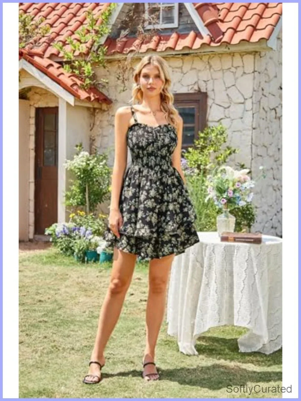 Smocked Floral Sundress with Adjustable Straps and Pockets